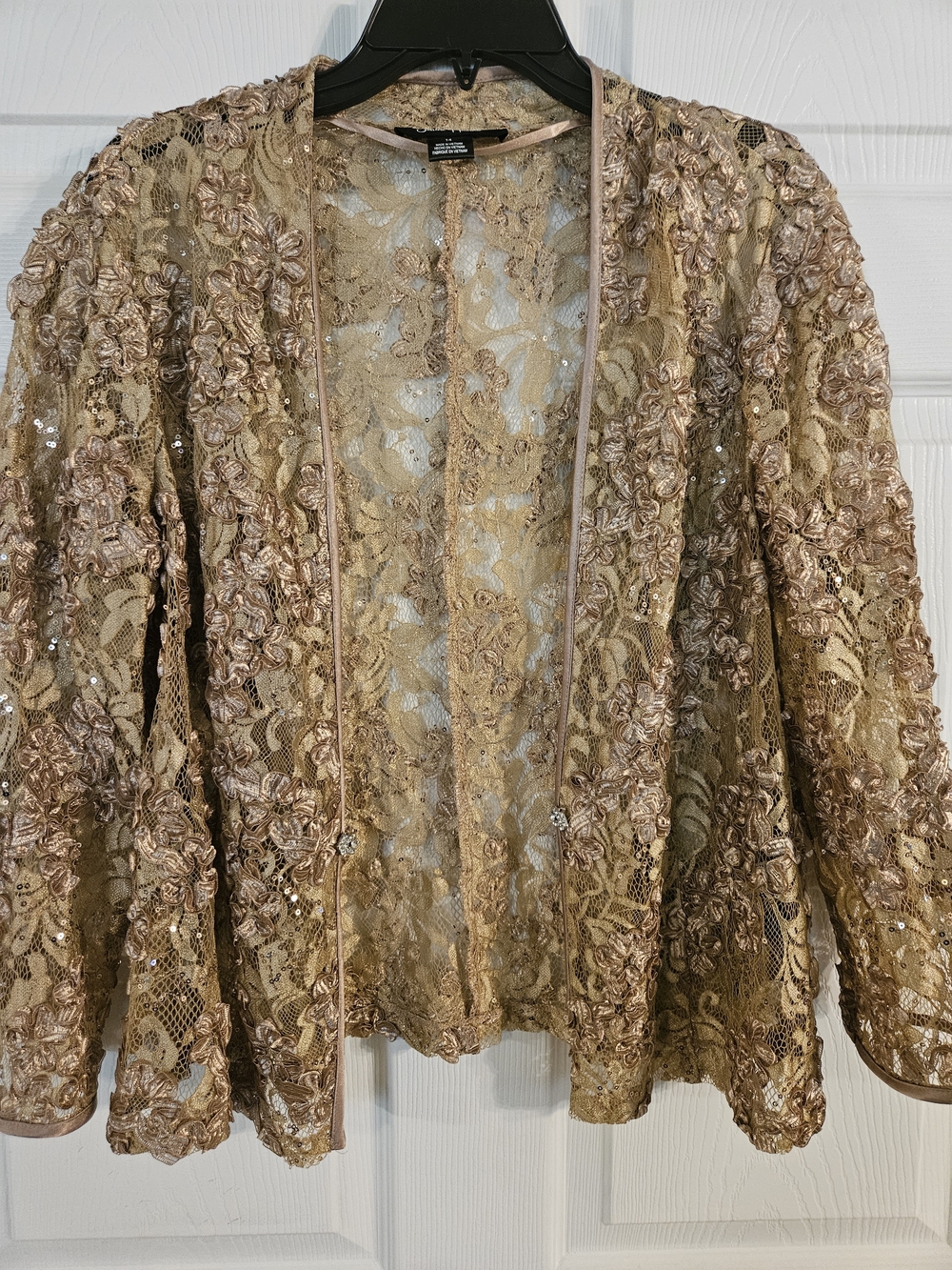 Jessica Howard Gold Lace Sequin Blazer
